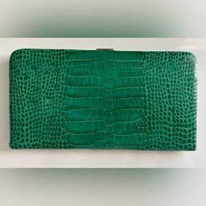 Lodis Green Leather Wallet/Clutch